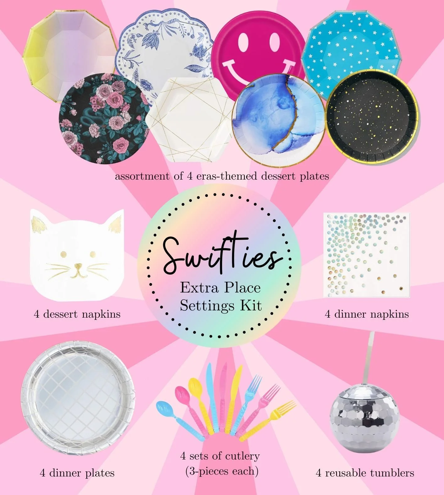 Swifties Extra Tableware Kit: Perfect Party Supplies for Taylor